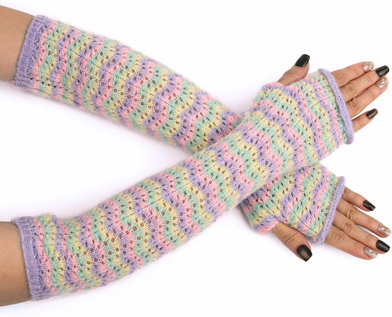 F Flammi Wool Blended Arm Warmer Winter Novetly Fingerless Gloves Knit Mitten Gloves Wrist Warmer for Women - Image 1